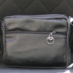 Leather Under Seat Bag Black/Grey