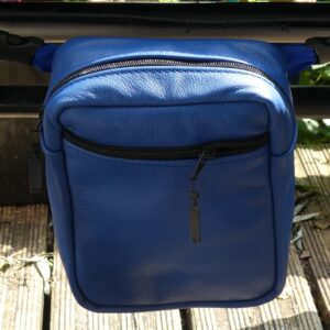 Royal Blue Leather Wheelchair Bag (Under Seat)