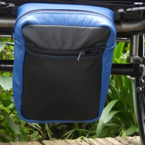 Royal Blue & Black Leather Wheelchair Bag (Under Seat)