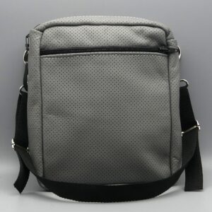 Under Seat Wheelchair Bag in a perforated Grey Leather