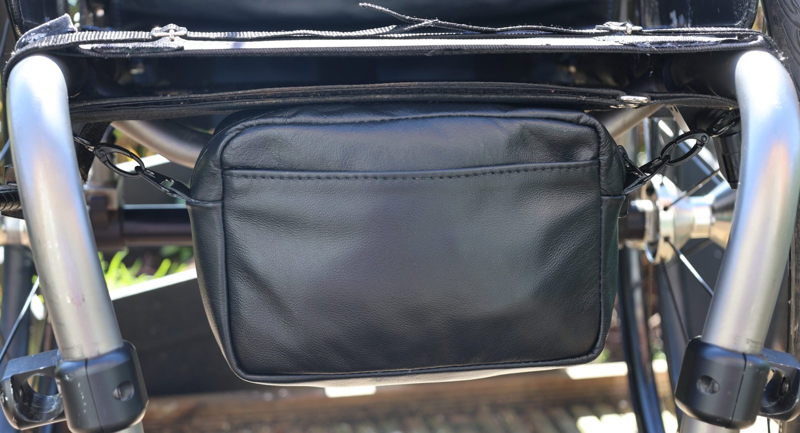 Black Leather Wheelchair Bag (Under-seat) - Image 3