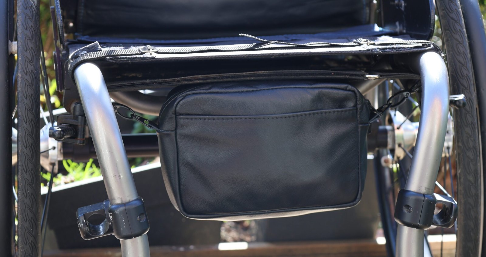 Black Leather Wheelchair Bag (Under-seat) - Image 4