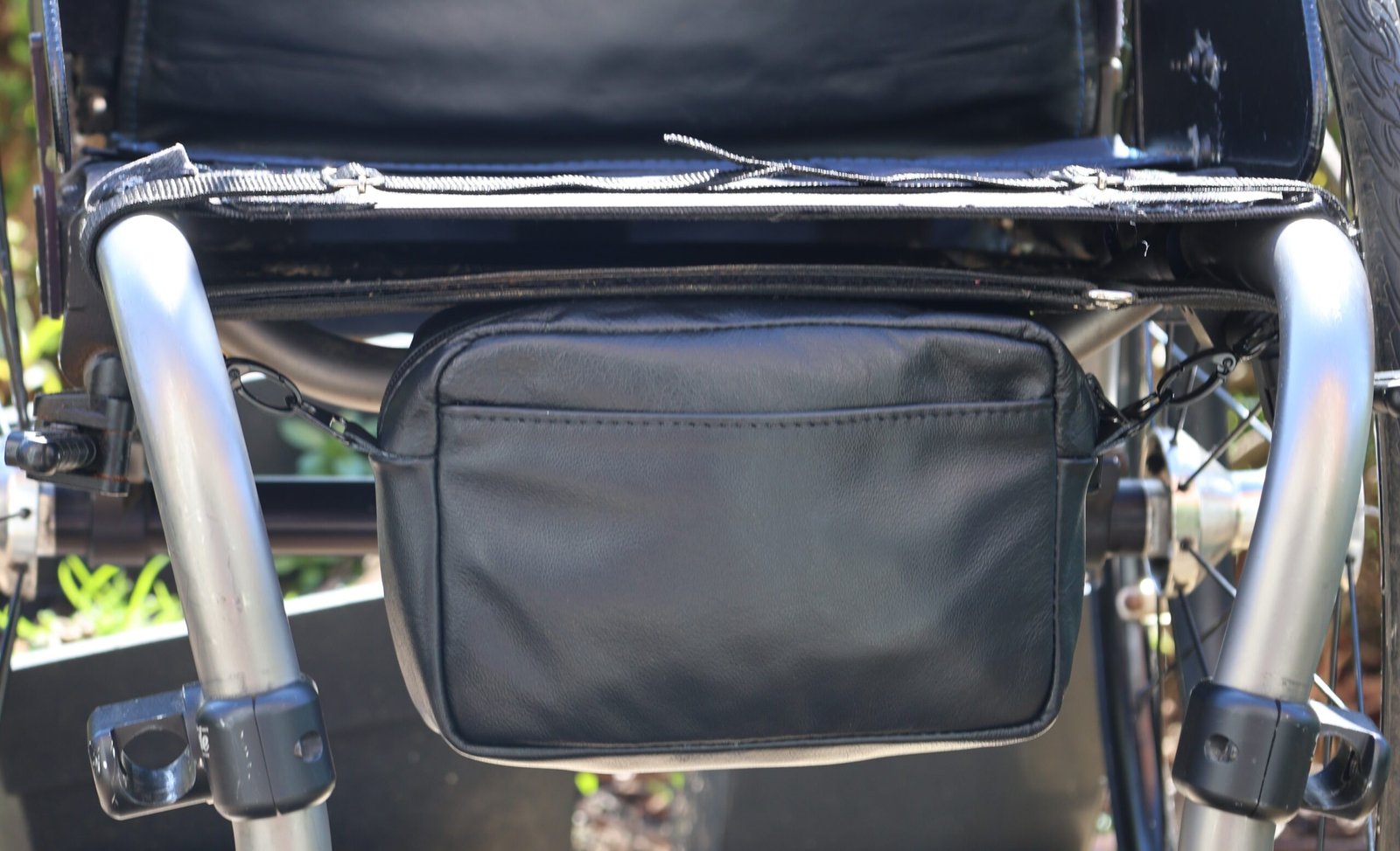 Black Leather Wheelchair Bag (Under-seat) - Image 5
