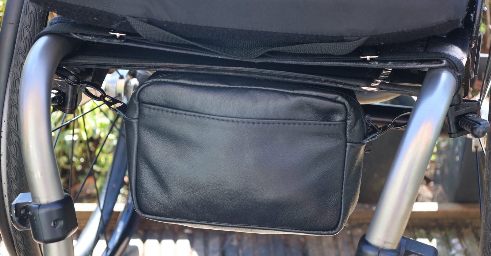 Black Leather Wheelchair Bag (Under-seat) - Image 6