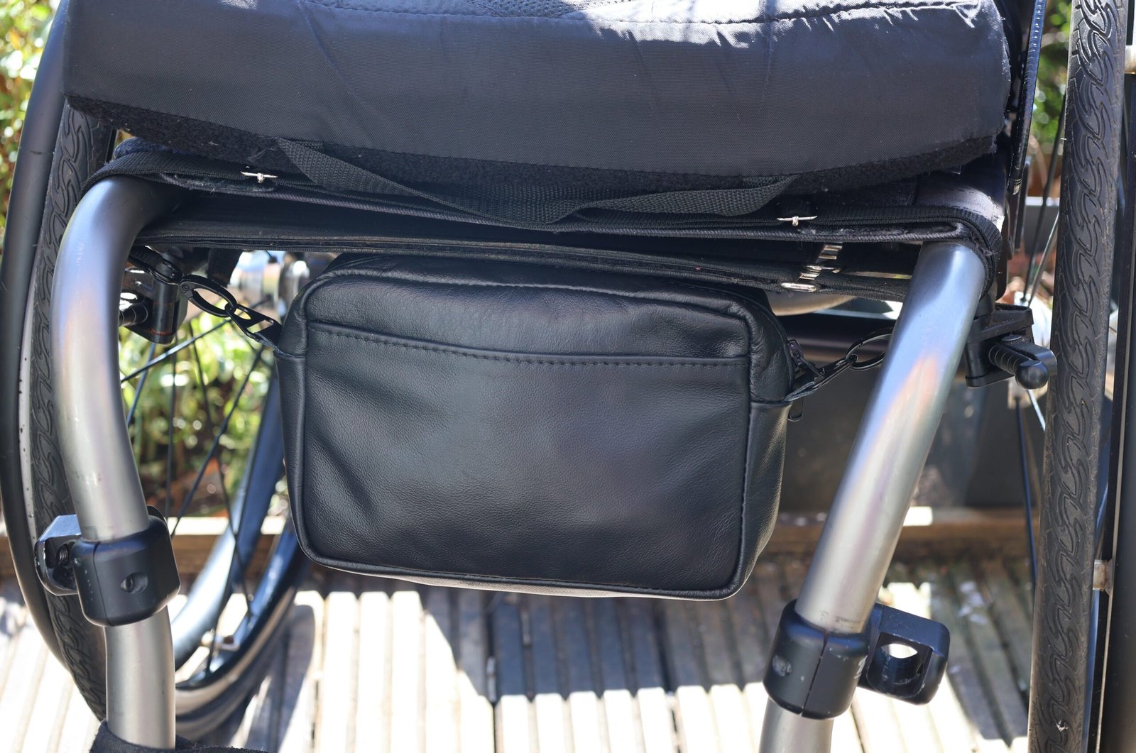 Black Leather Wheelchair Bag (Under-seat) - Image 7
