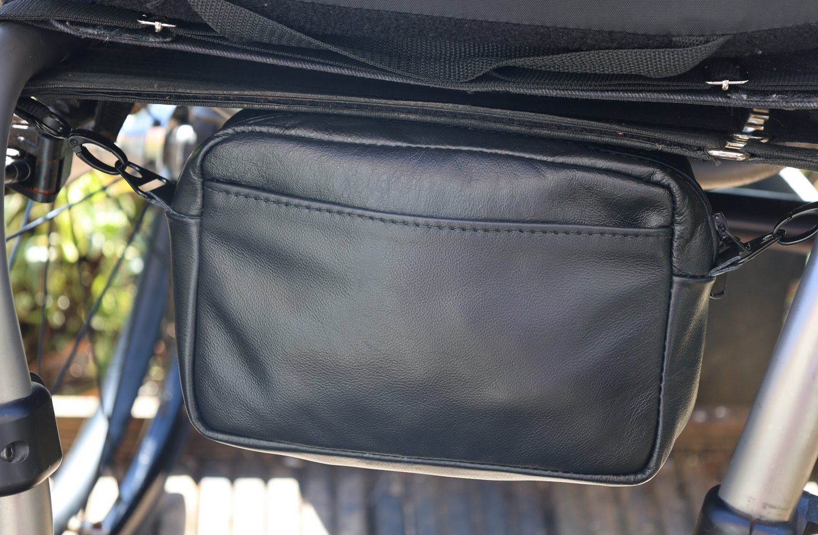 Black Leather Wheelchair Bag (Under-seat) - Image 8