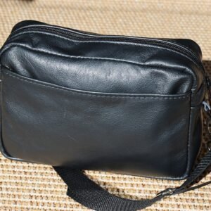 Black Leather Wheelchair Bag (Under-seat)